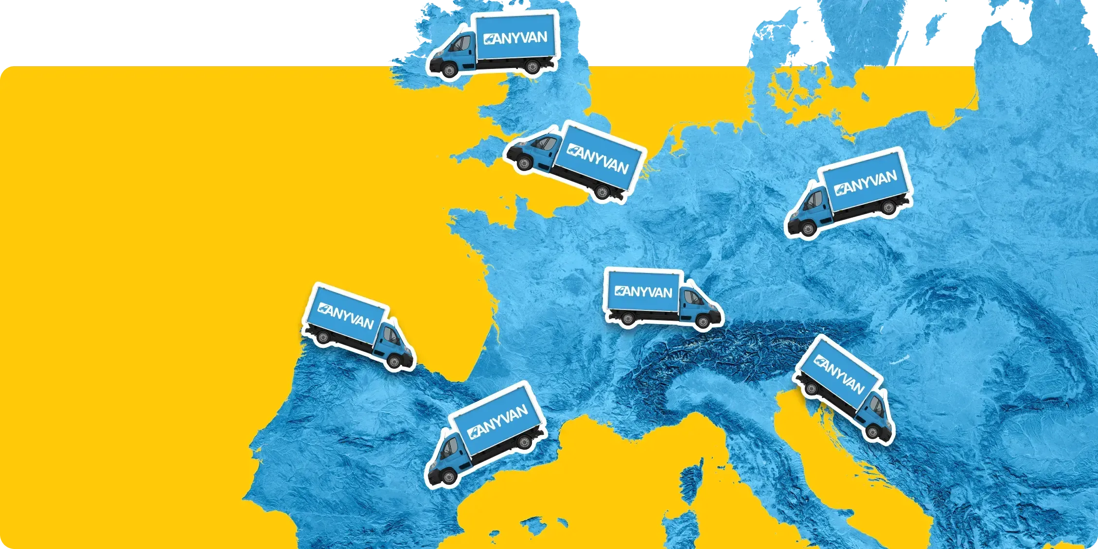 picture of europe with removal vans travelling across it