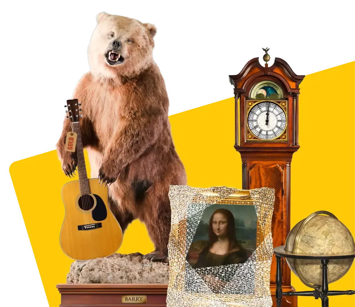 Specialist courier service transporting fragile items like artwork, grandfather clock, taxidermy bear and a guitar